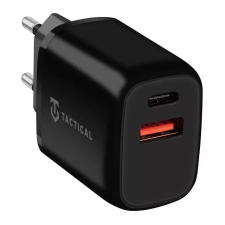 Tactical USB-A+C töltő adapter PD 20W fekete (126183) (TA126183) - Töltők mobiltelefon kellék