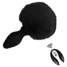  Tailyvibe – vibráló dugó pom-pommal, 6.5 x 3.1 cm, fekete anál