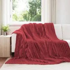  Takarók 6 pcs Bordeaux piros 270 x 240 cm Gyapjú lakástextília