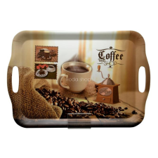 . Tálca, szögletes, műanyag, kávéház mintás, 35,5x25,5 cm konyhai eszköz