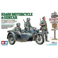  Tamiya 1:35 KS600 Motorcicle &amp; Sidecar (35384) makett