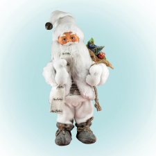  Táncoló, zenélő Mikulás, fehér nadrág, 30 cm karácsonyi dekoráció