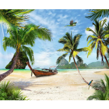  Tapéta Strand, csónak, papagáj, 300 x 200 cm tapéta, díszléc és más dekoráció