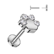  Tappancs Alakú 316L Egyenesszárú Labret Piercing Fehér Színű Cirkónia Kővel egyéb ékszer