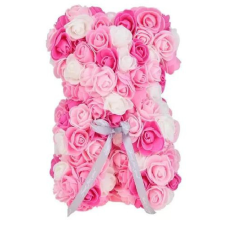  Tarka rózsaszín virágmaci 25 cm plüssfigura