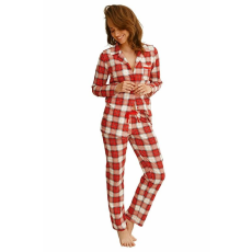 Taro Celine női pizsama, piros, kockás mintájú XL