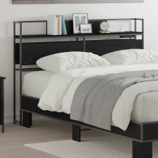  Tároló fejtámla polcokkal tárolóval Musta tammi 120 cm Faanyag ágy és ágykellék