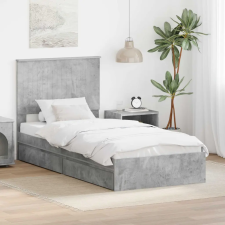  Tárolós Ágy fejtámlával Beton Szürke 90 x 190 cm Faanyag ágy és ágykellék