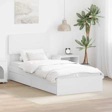  Tárolós Ágy fejtámlával fiókkal Fehér 90 x 200 cm Faanyag ágy és ágykellék
