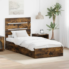  Tárolós Ágy fejtámlával Füstölt tölgy 90 x 200 cm Faanyag ágy és ágykellék