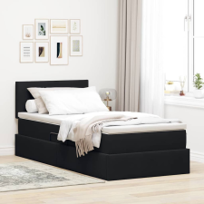  Tárolós Ágy matracmal fejtámlával Fekete 100 x 200 cm Bársony ágy és ágykellék