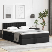  Tárolós Ágy matracmal fejtámlával Fekete 140 x 200 cm Műbőr ágy és ágykellék