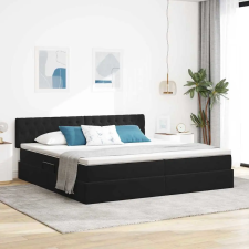  Tárolós Ágy matracmal fejtámlával Fekete 200 x 200 cm Bársony ágy és ágykellék