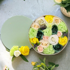  Tavaszi Üdvözlet Szappanvirág kerek doboz ajándéktárgy