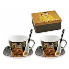  Teás csésze +alátét +kiskanál 2+2+2db Klimt Csók díszdobozban KLIMT0002 ajándéktárgy