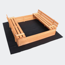 Tech Homokozó paddal, ami átalakítható védőtetőnek. Fedeles fa homokozó 98x98x20 cm homokozó