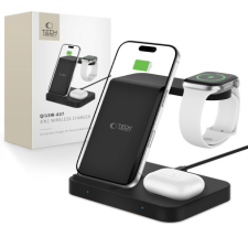 Tech-Protect A37 3in1 vezeték nélküli töltő mobil / Apple Watch / AirPods, fekete okosóra kellék