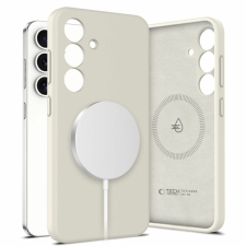  Tech-Protect Magsafe folyékony szilikon tok Samsung Galaxy S25-höz, bézs tok és táska