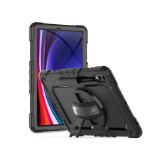 Tech-Protect Samsung X610/X616B Galaxy Tab S9 FE+ 12.4 / X810/X816B Galaxy Tab S9+ 12.4 ütésálló tablet tok 360 fokos védelemmel, 4H kijelzővédő üveggel - Tech-Protect Solid - fekete  (ECO csomagolás) (TP660317) tablet tok