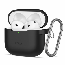 Tech-Protect Szilikon Horog Apple Airpods 4 Fekete Tokhoz fülhallgató, fejhallgató tok