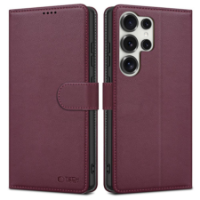 Tech-Protect Wallet könyv tok Samsung Galaxy S25 Ultra, bordó tok és táska