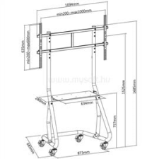Techly ICA-TR38 gurulós padlóállvány 60-105" LCD kijelzőhöz (TECHLY_ICA-TR38) tv állvány és fali konzol