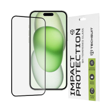 TECHSUIT - 111D teljes borítás / teljes ragasztós üveg - iPhone 15 Plus - fekete (KF2314013) mobiltelefon kellék