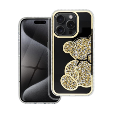 Teddy Bear iPhone 14 csillogó köves tok, arany tok és táska