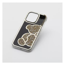 Teddy Bear iPhone 14 csillogó köves tok fekete-aranyszínű (101178) (101178) tok és táska