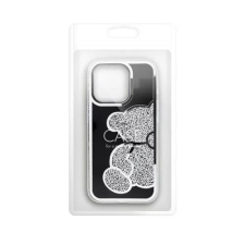 Teddy Bear iPhone 16 Pro Max csillogó köves tok fekete-ezüst (101228) (101228) tok és táska
