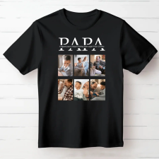 TeeInBlue Apák napi 6 képes póló papának egyedi szöveggel Fekete póló / fekete / 2XL ajándéktárgy