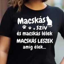 TeeInBlue Egyedi feliratos póló macska gazdiknak választható mintával Fekete póló / fekete / 2XL ajándéktárgy