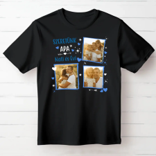 TeeInBlue Egyedi fényképes póló apának 3 képpel Fekete póló / fekete / XL ajándéktárgy