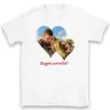 TeeInBlue Egyedi fényképes póló Valentin napra 2 képpel Póló / fehér / XL