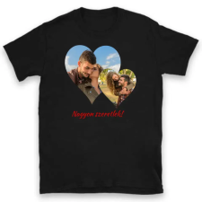 TeeInBlue Egyedi fényképes póló Valentin napra 2 képpel Póló / fekete / 2XL ajándéktárgy
