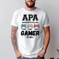TeeInBlue Egyedi gamer póló apának a gyerekek nevével Fehér póló / fehér / L ajándéktárgy