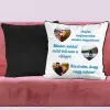TeeInBlue Egyedi párna 3 szív alakú képpel és felirattal Párna / FEKETE PLÜSS HÁTOLDAL / antiallergén