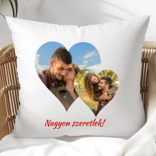 TeeInBlue Egyedi párna szíves 2 saját képpel Párna / FEHÉR HÁTOLDAL / szivacs lakástextília