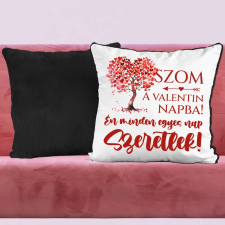 TeeInBlue FA-szom a Valentin-napba párna Párna / FEKETE PLÜSS HÁTOLDAL / szivacs lakástextília