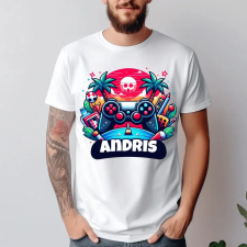TeeInBlue Gamer póló névvel Póló / fehér / S ajándéktárgy