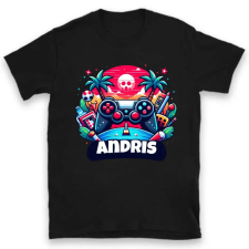 TeeInBlue Gamer póló névvel Póló / fekete / M ajándéktárgy