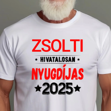 TeeInBlue Hivatalosan nyugdíjas póló névvel - nyugdíjas búcsúztató ajándék Fehér póló / fehér / L ajándéktárgy