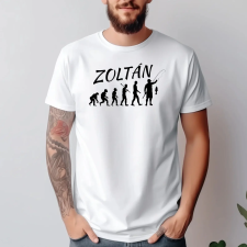 TeeInBlue Horgász evolution egyedi neves póló Fehér póló / fehér / S ajándéktárgy