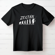 TeeInBlue Horgász evolution egyedi neves póló Fekete póló / fekete / 2XL ajándéktárgy