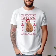 TeeInBlue Karácsonyi capybara mintás póló egyedi felirattal Fehér póló / fehér / M ajándéktárgy