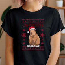 TeeInBlue Karácsonyi capybara mintás póló egyedi felirattal Fekete póló / fekete / S ajándéktárgy