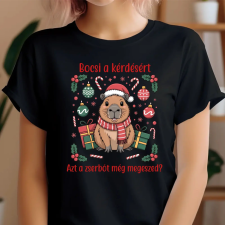 TeeInBlue Karácsonyi vicces capybara mintás póló egyedi felirattal Fekete póló / fekete / M ajándéktárgy