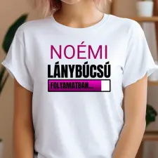 TeeInBlue Lánybúcsú folyamatban - egyedi neves póló lánybúcsúra Fehér póló / fehér / 2XL ajándéktárgy