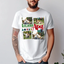 TeeInBlue Legjobb apa karácsonyi fényképes póló 4 képpel Póló / fehér / 2XL ajándéktárgy