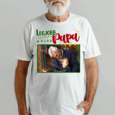 TeeInBlue Legjobb papa karácsonyi fényképes póló Póló / fehér / M ajándéktárgy